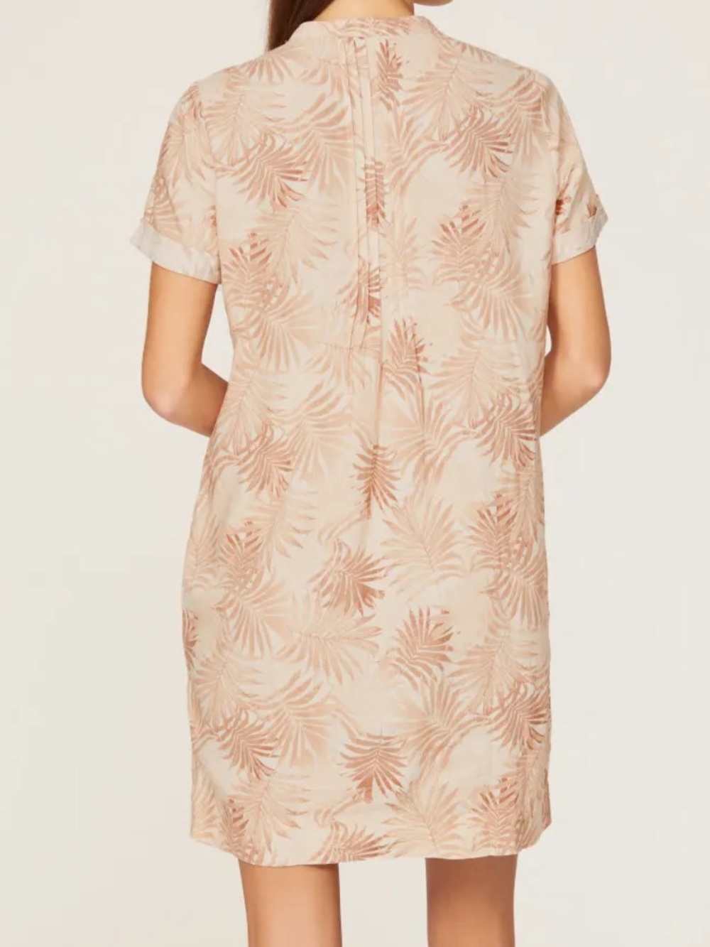 Faherty Gemina Linen Blend Mini Dress Relaxed Fit Peach Palm Boho Chic Large - Picture 4 of 13